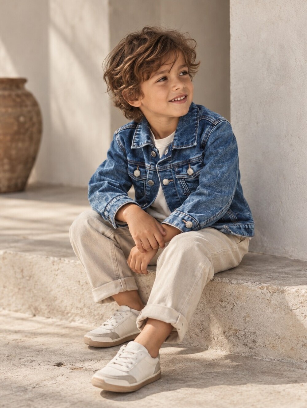 H&M Kids Acid Wash Denim Jacket 5-6Y Blue Jean Trucker Y2K